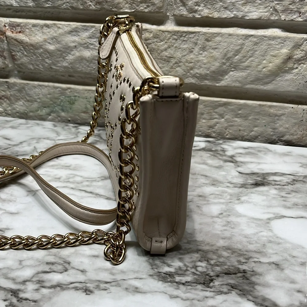 Coach stud Rivet Cream-Gold Leather crossbody purse. In GUC - Picture 2 of 16